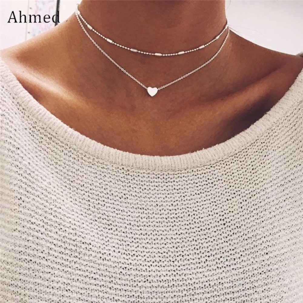 Heart necklace and bracelet set